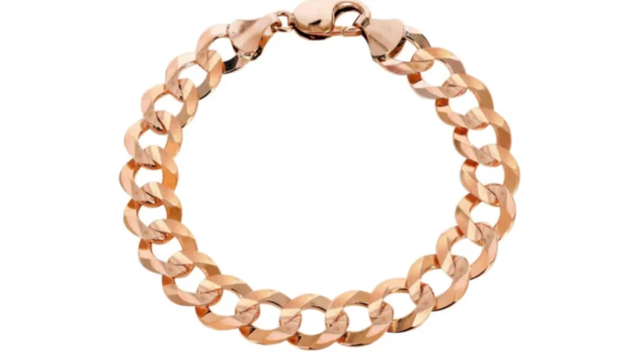 14K Rose Gold Bracelet Solid Cuban Link