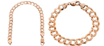 14K Rose Gold Bracelet Solid Cuban Link For Women