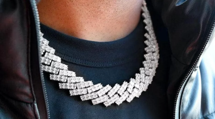 18k Silver Cuban chain With Woven Jacket