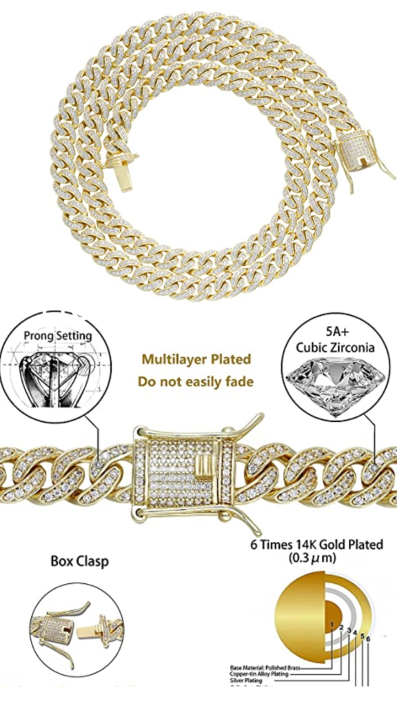 8mm Mens Iced Out Hip Hop Miami Cuban Link Chain Necklace