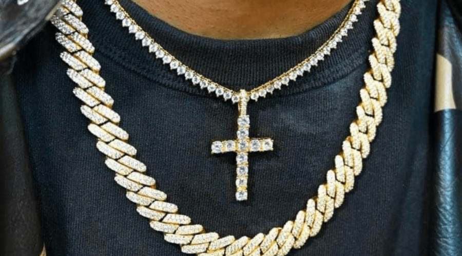 Cuban Gold Plated Chain with Diamond Cut pendant min