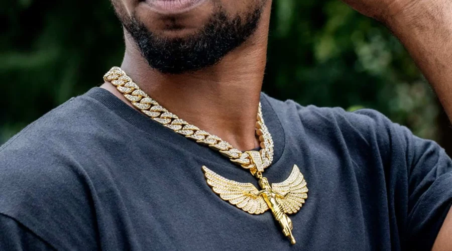 Cuban Link Plated Chain with Angel pendant