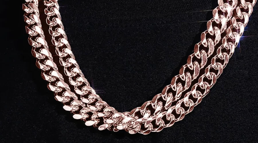 Hollow Rose Gold 14K Miami Cuban Link Chain 4