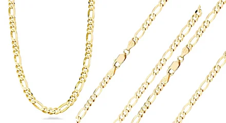 Miabella Solid 18K Gold Over Sterling Silver Italian 5mm Diamond-Cut Figaro Link Chain