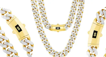 Nuragold 10k Yellow Gold Diamond Cut Pave Link Chain