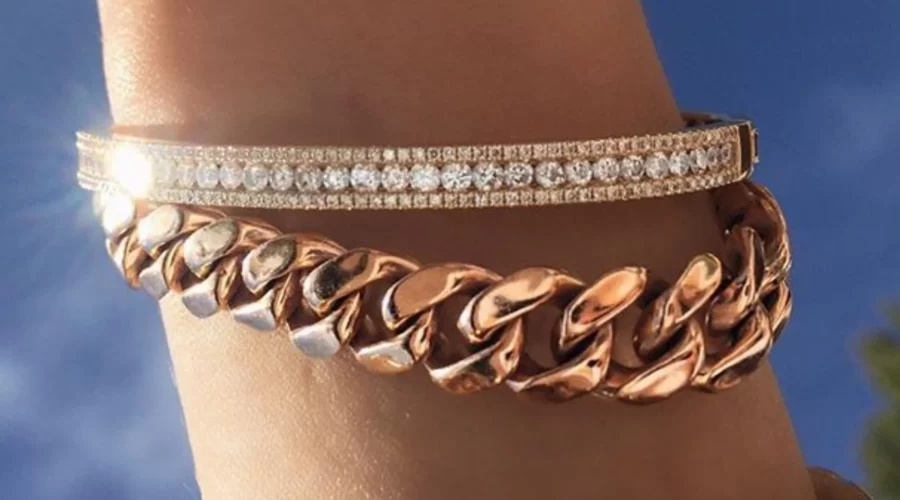Solid Cuban Link Bracelet In 14k Rose Gold For Men 2