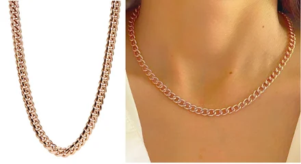 5.5MM 14K Rose Gold Chain - Hollow Rose Miami Cuban Link Chain