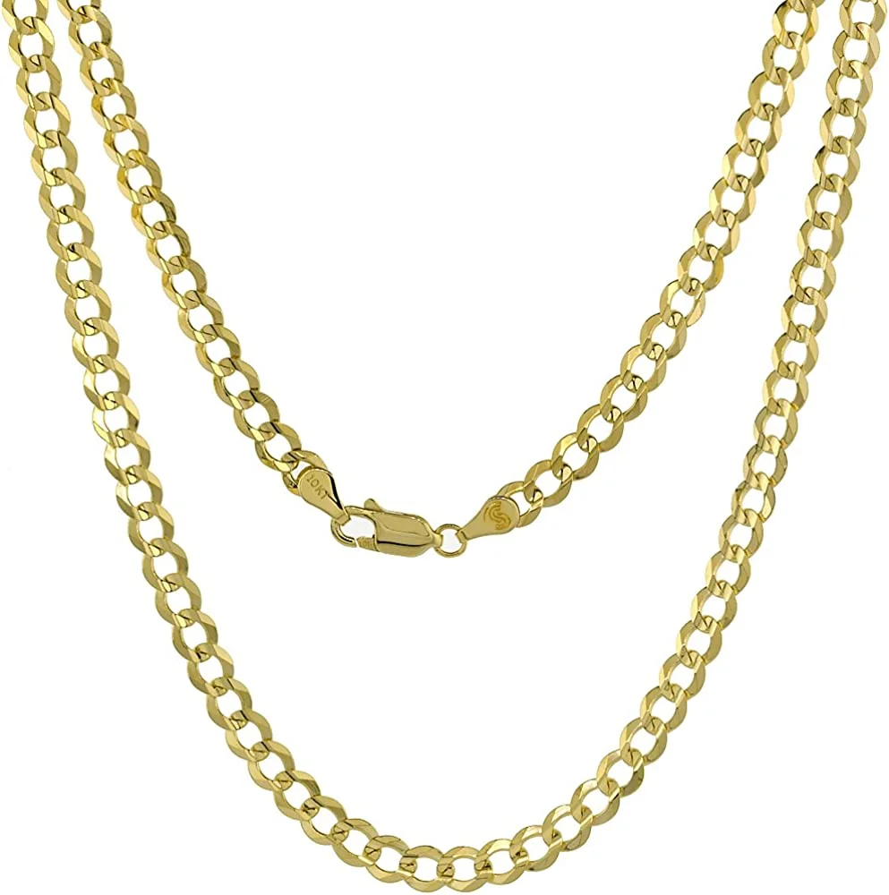 Gold 2-12 mm Curb Link Chain Necklace
