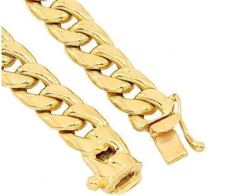 18k Yellow Gold Solid Cuban Link Chain 4 mm